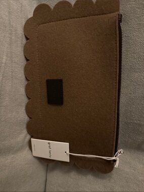 NWT Graf Lantz Brown Scalloped merino wool Zip Pouch